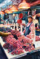 Cityscapes - The Grape Seller Yau Ma Tai Hong Kong - Watercolour And Ink